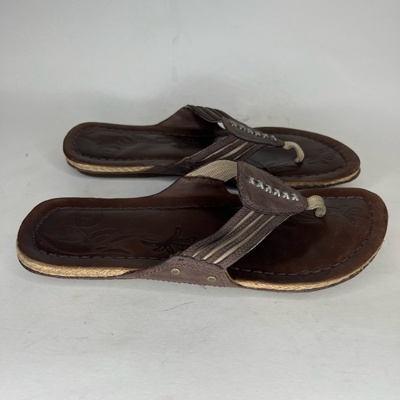 Merrell Lucca Espresso Women Brown Leather Thong sz 9 Womens Sandals Flip Flop - Picture 1 of 13
